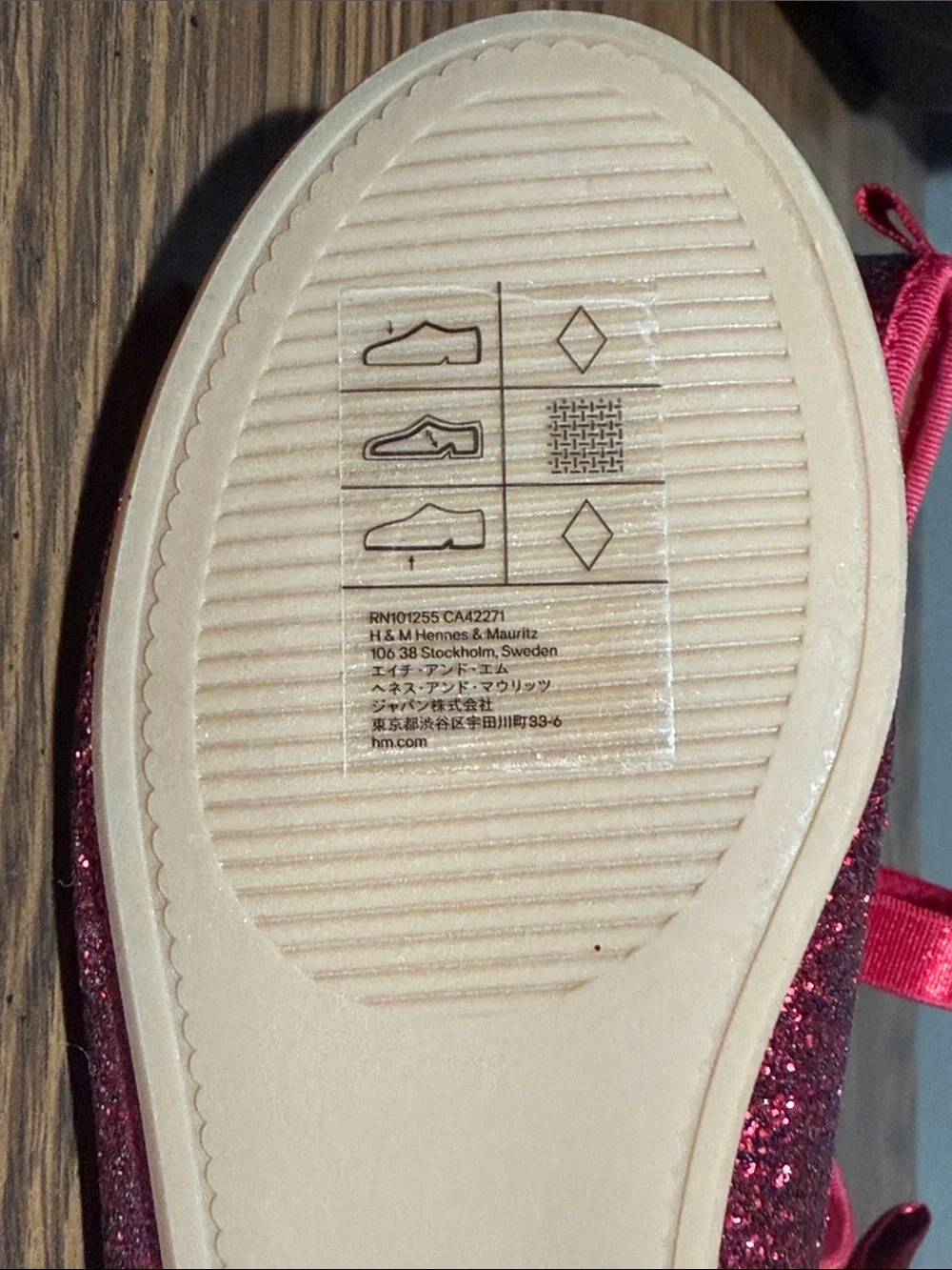 H&M Girls Sparkling Red Ballet Flats with Bow